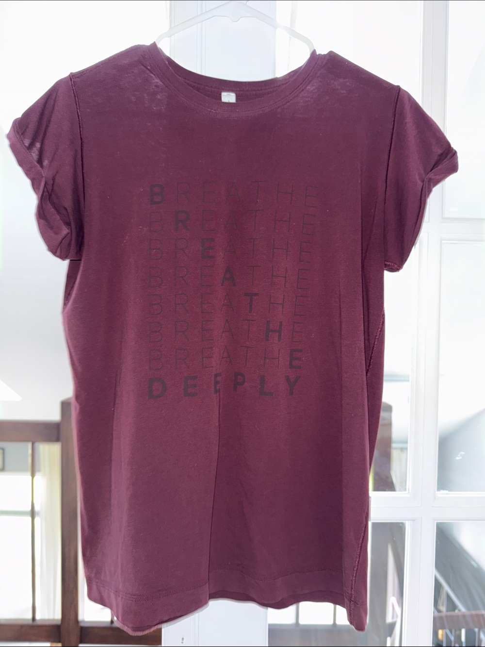 99. Lululemon oversized tee with cuff sleeve “breathe deeply”